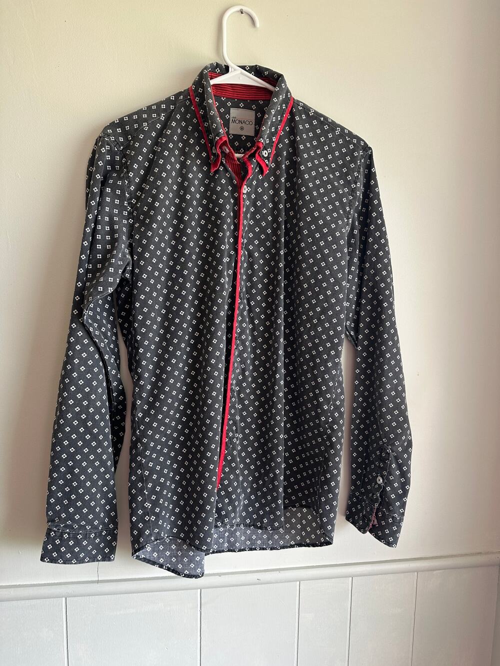 Club MONACO Mens Medium Grey Geo Pattern